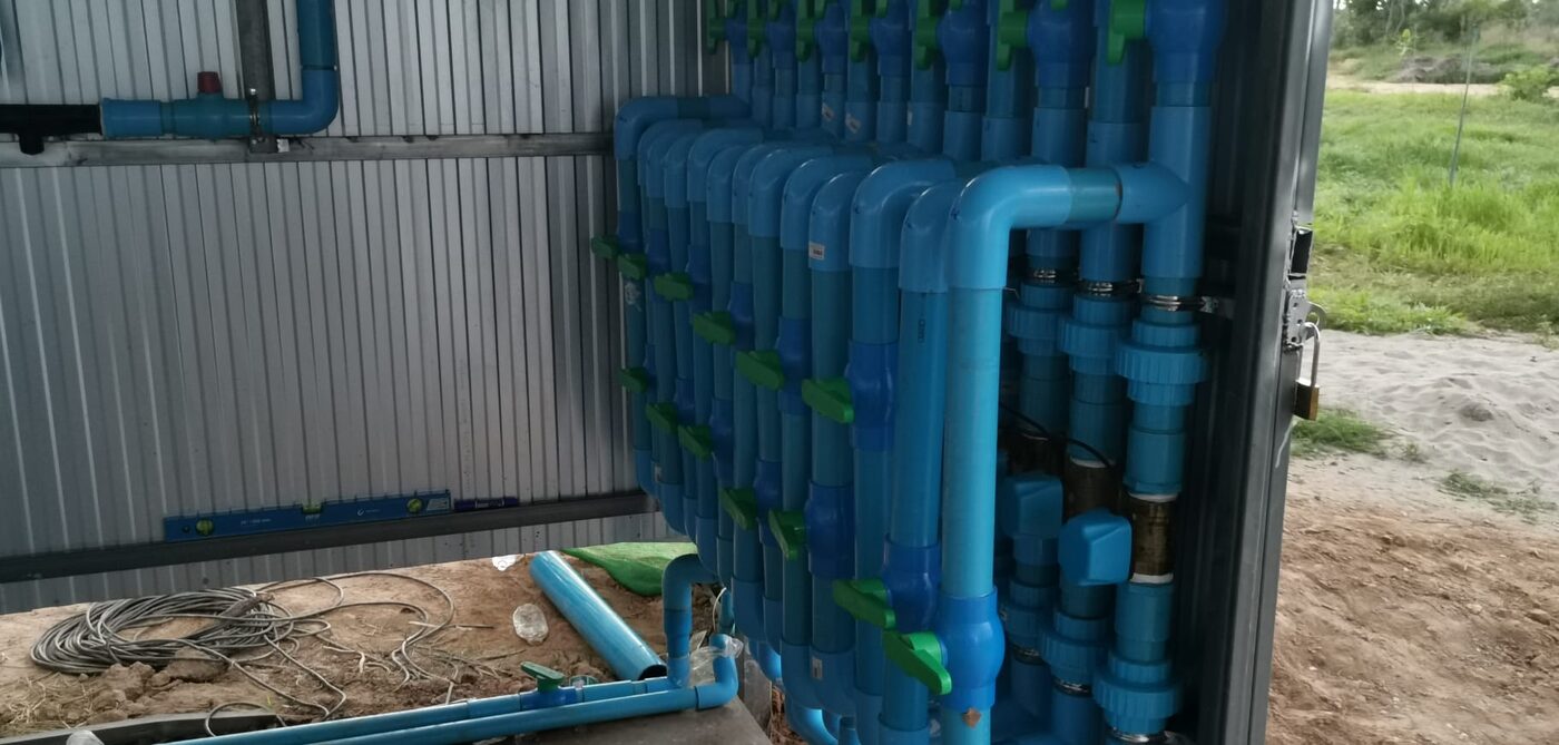 Irrigation manifold and valves installed at the field